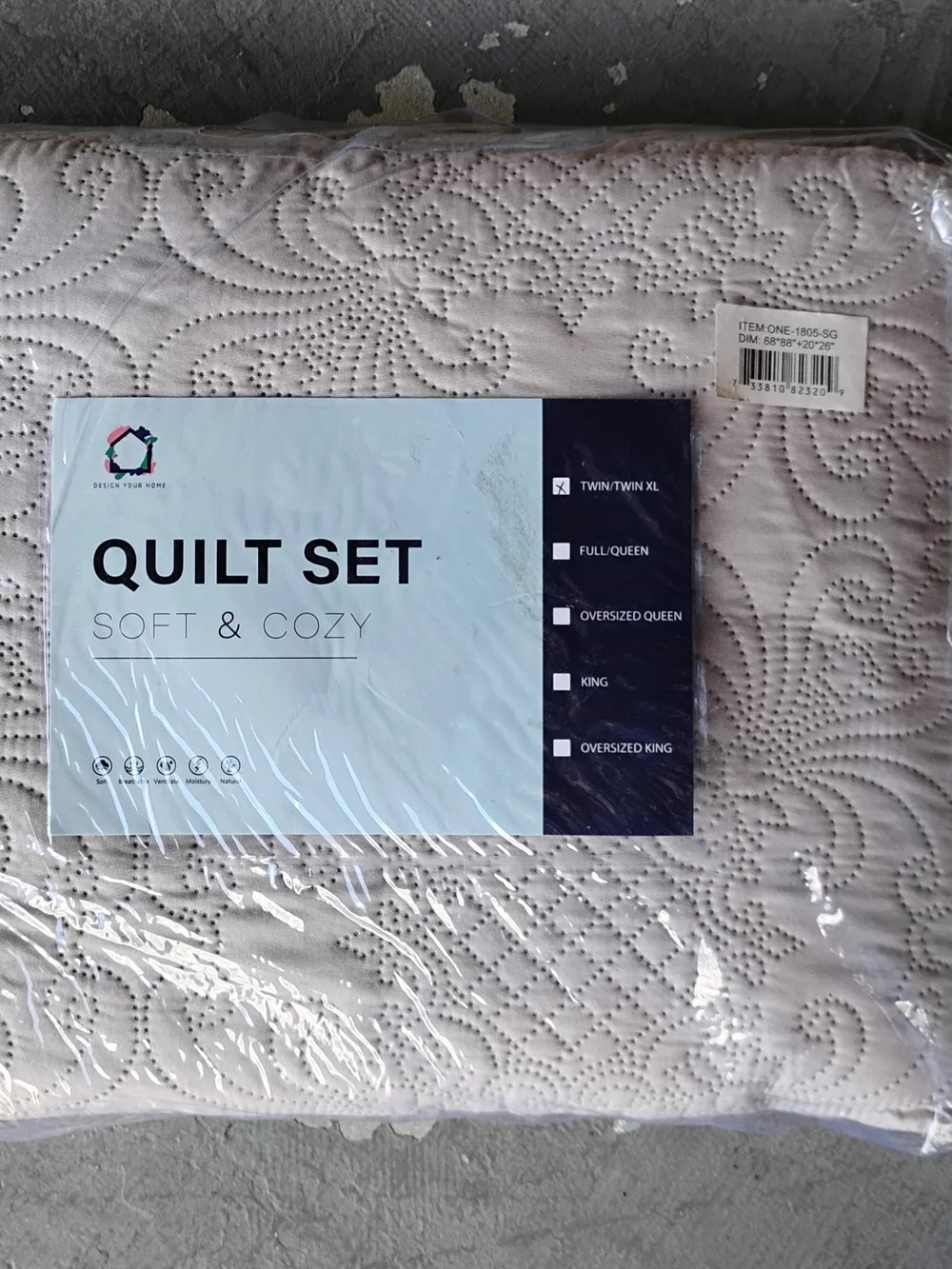 Twin Grey Quilted Soft & Cozy Quilt Set
